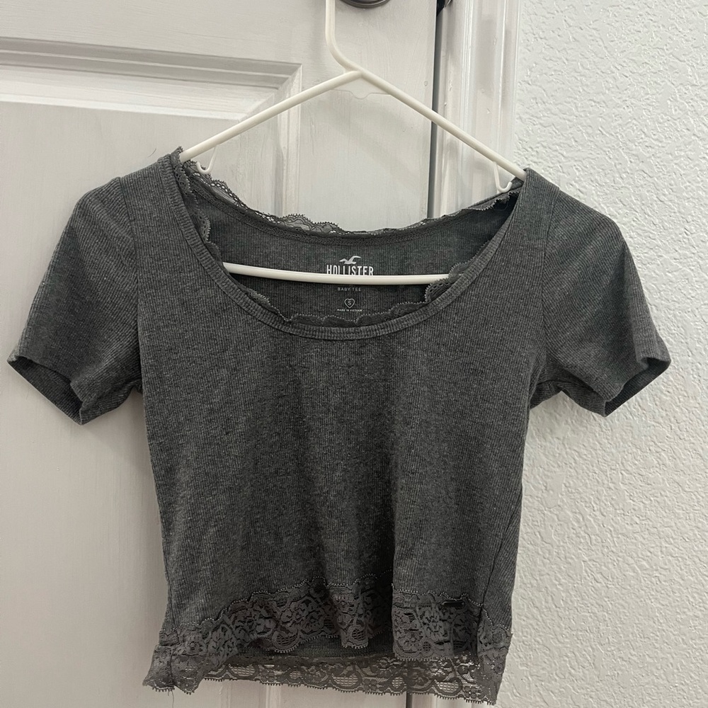 Hollister Baby Tee with Lace Trim